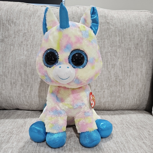 Ty Other - Ty Large Beanie Boos Blitz the Unicorn Pastel Size 17"